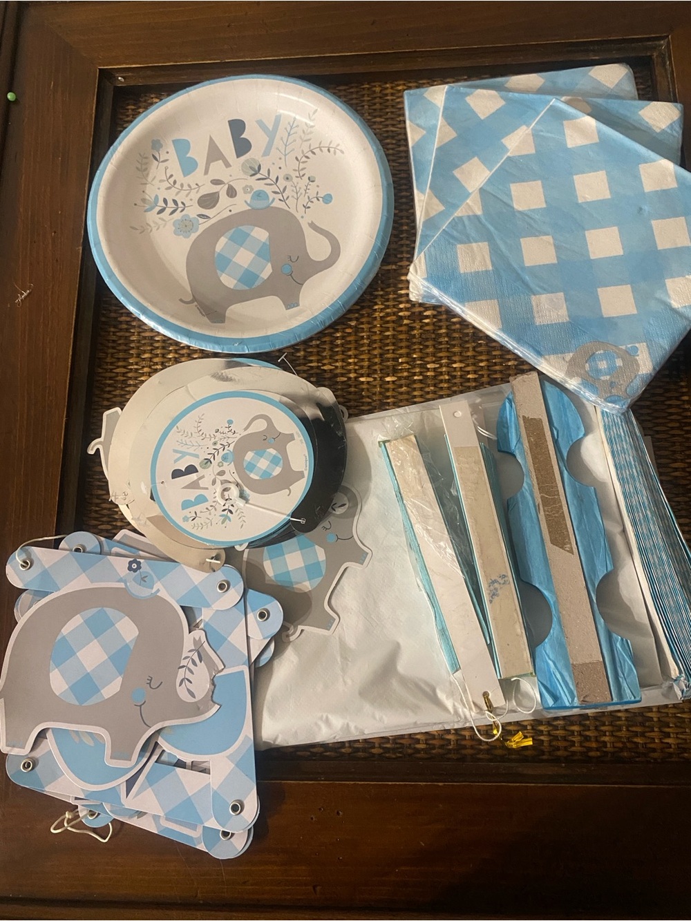 Blue Elephant Baby Party Tableware and Decorations